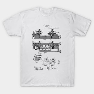 Lathe woodwork Vintage Retro Patent Hand Drawing Funny Novelty Gift T-Shirt